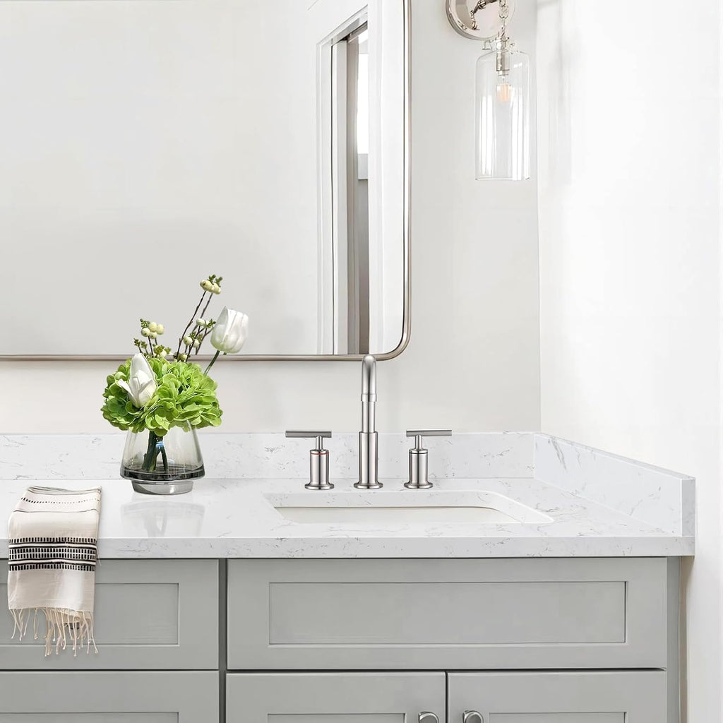 36 in. W x 4 in. H Engineered Stone Backsplash for Bathroom Vanity Sink Top in Carrara White