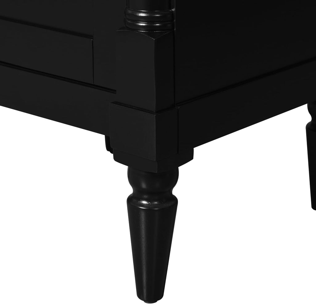 VilroCaz Modern 18'' Bathroom Vanity with Top Sink, Freestanding Bathroom Storage Cabinet with Door and Adjustable Shelf, Single Sink Cabinet with Nordic Style Legs (Black-Retro)