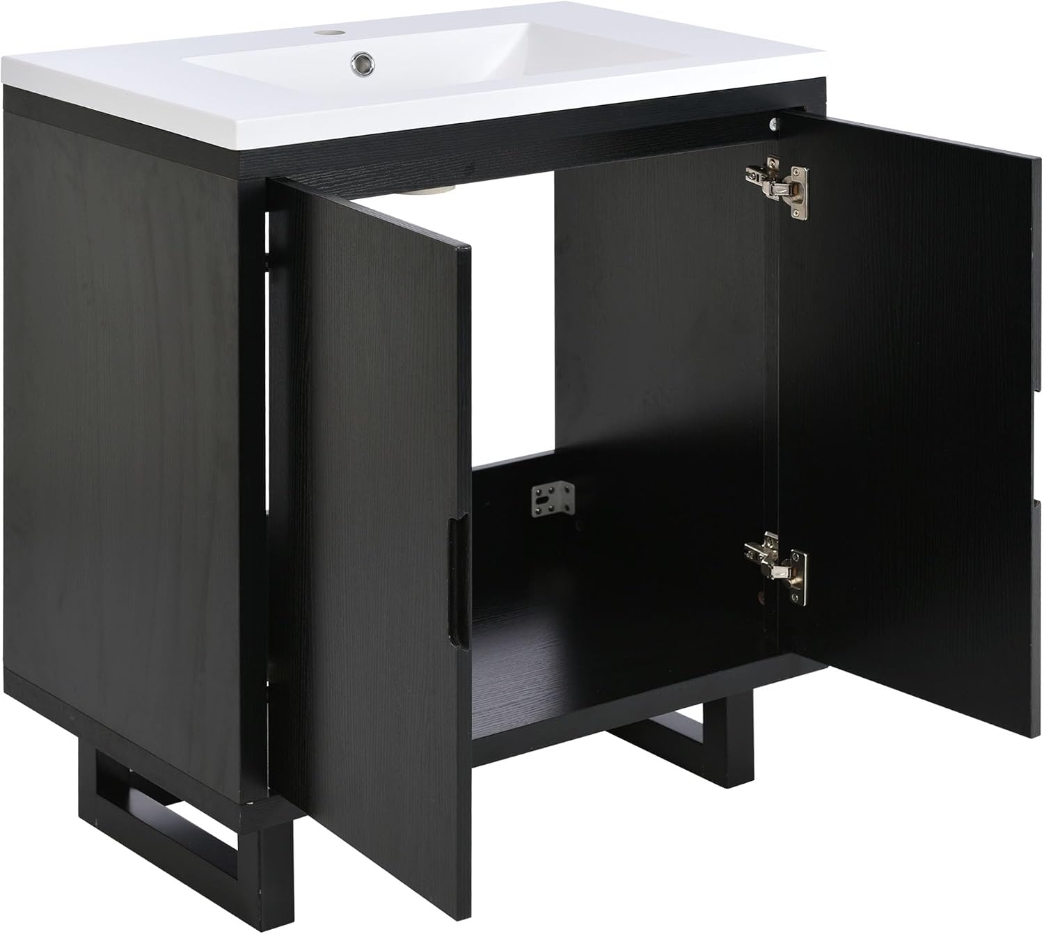 Harper & Bright Designs 30' Bathroom Vanity with Sink, Free Standing Single Basin Vanity Set with 2 Doors Lager Cabinet, Modern Wooden Bathroom Cabinet with Resin Basin for Bathroom, Black