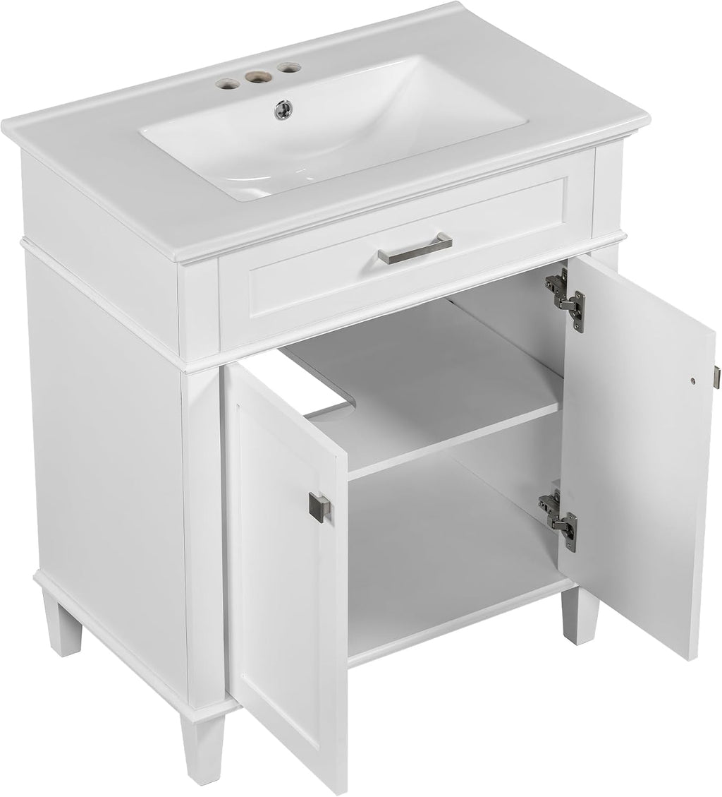 Harper & Bright Designs 24' Bathroom Vanity Top, Single Bathroom Vanity Top with Undermount Rectangular Middle Sink, Pre-Drilled 4 Inch Faucet Hole Vanity Top, (Faucet&Cabinet Not Included)