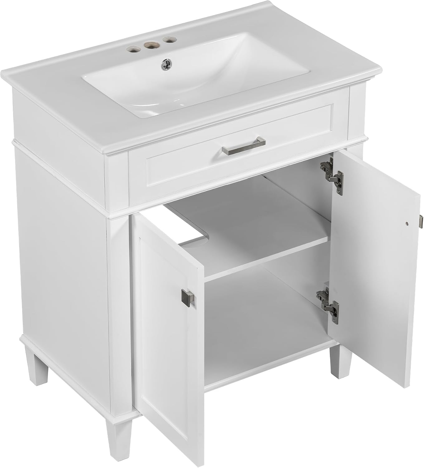 Harper & Bright Designs 24' Bathroom Vanity Top, Single Bathroom Vanity Top with Undermount Rectangular Middle Sink, Pre-Drilled 4 Inch Faucet Hole Vanity Top, (Faucet&Cabinet Not Included)