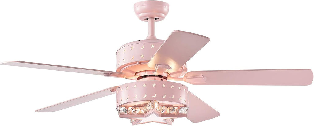 Funder 52-inch Star & Crescent Childrens Room Lighted Ceiling Fan (Includes Remote)
