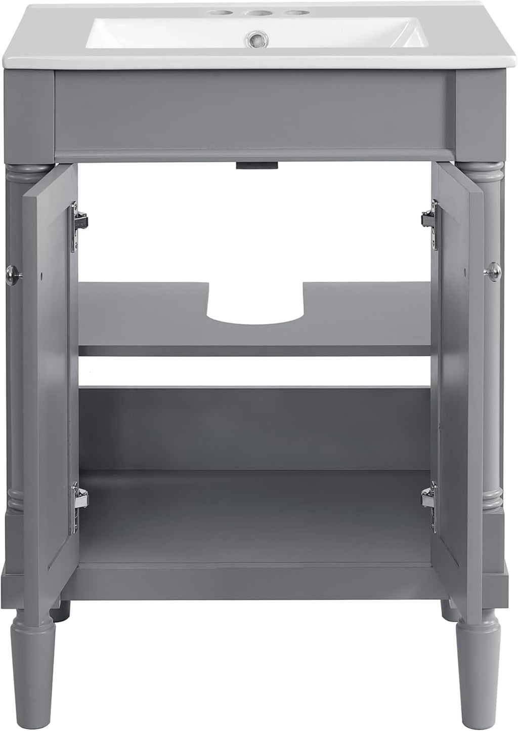 Merax 24' Bathroom Vanity with Sink, Powder Room Small Bathroom Vanity with 2-Door Cabinet, Undermount Sink, Solid Wood Frame Bathroom Storage Cabinet