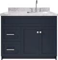 ARIEL 48' Grey Bathroom Vanity with Sink, 1.5' Pure White Quartz Countertop, Rectangular Sink, 2 Soft Close Doors, 4 Full Extension Dovetail Drawers, Brushed Nickel