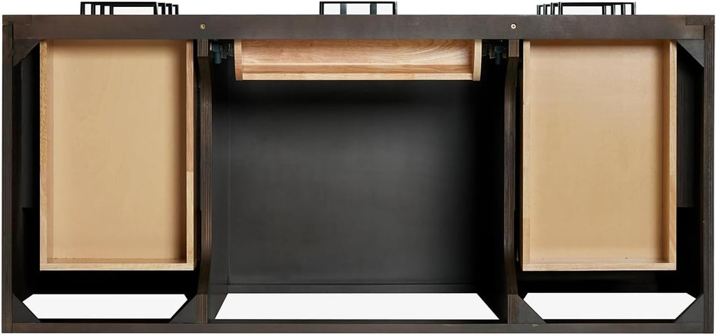 ARIEL Hepburn 48-inch Bathroom Vanity with Sink,Solid Wood, 1.5-inch Pure White Quartz Countertop, Single Rectangular Porcelain Sink, 2 Soft Closing Doors, 9 Dovetail Drawers, Brown Oak
