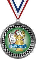 Crown Awards 2.75' Academic Medal Award, Silver Vega Academic Team Trophy Award Includes Free Neck Ribbon