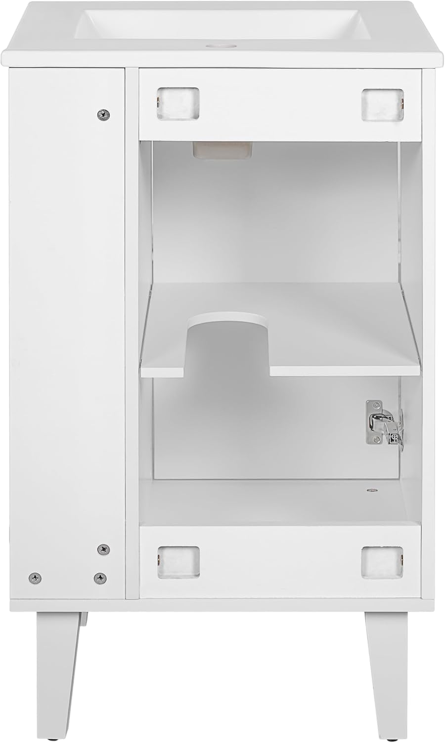 VilroCaz Modern 20'' Bathroom Vanity with Top Ceramic Sink, Freestanding Single Vanity Set Bathroom Storage Cabinet with Soft Closing Door, Chic Half-Moon Pulls (White-10.16)