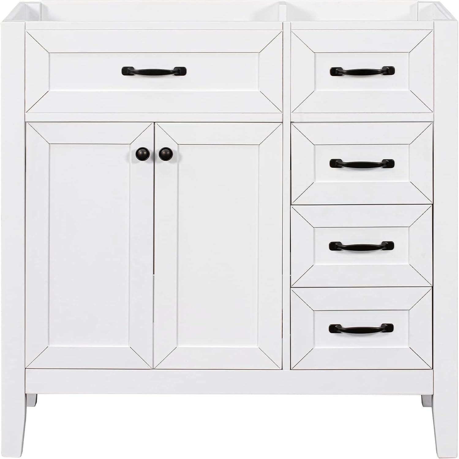 YOPTO 36' Bathroom Vanity Without Sink,Cabinet Base Only,Solid Wood Cabinets Basin Vessel Set with 3 Drawers,Water-Proof,Stain Proof,Ample Enclosed Storage Spaces,White