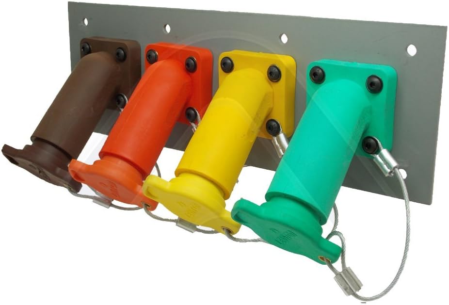 4 Position CAM Lock Panel, 400 Amp, 3 Phase 480V, Male, 45°, Double Set Screw Connections with NEMA 3R Cap and Lanyard Covers, Series 16 CAM Connectors, Power Distribution Panel