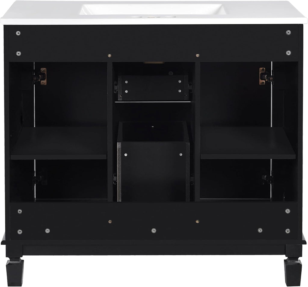 Virubi 36' 'Bathroom Vanity with Ceramic Sink, Traditional Bathroom Storage Cabinet with 2 Doors and 2 Drawers, Solid Wood Frame Bathroom Vanities