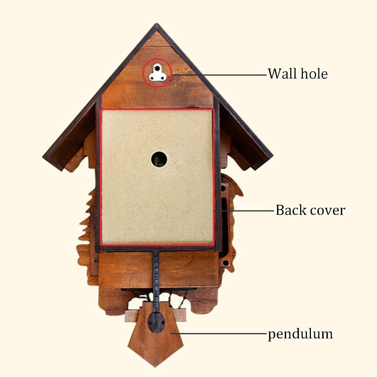 Large Wooden Black Forest Cuckoo Clock - Hand-Carved - Decorative Modern with Pendulum and 12 Music Retro 3D Home Decor Cuckoo Wall Clock B,84X38x18cm