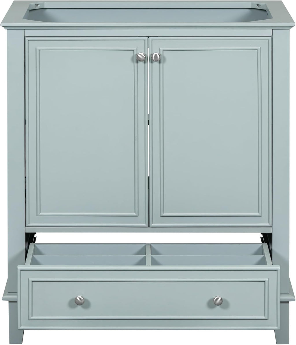 YOPTO 30' Bathroom Vanity Without Sink,Base Only,Multi-Functional Cabinet with Doors and Drawer,Solid Frame w/Adjustable Shelf,Practicality & Durability,Easy to Install,Green
