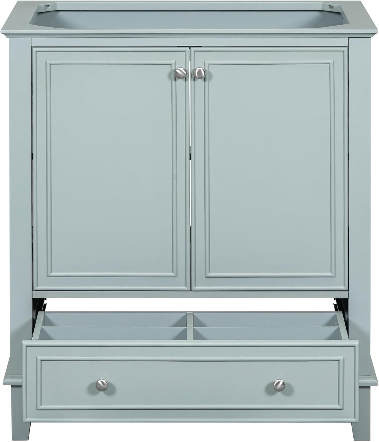 YOPTO 30' Bathroom Vanity Without Sink,Base Only,Multi-Functional Cabinet with Doors and Drawer,Solid Frame w/Adjustable Shelf,Practicality & Durability,Easy to Install,Green