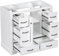 36' Bathroom Vanity Without Sink, Base Only,Six, Solid Wood Cabinets Basin Vessel Set w/Drawer Divider,Adjustable Shelf,Water, Stain Proof,White