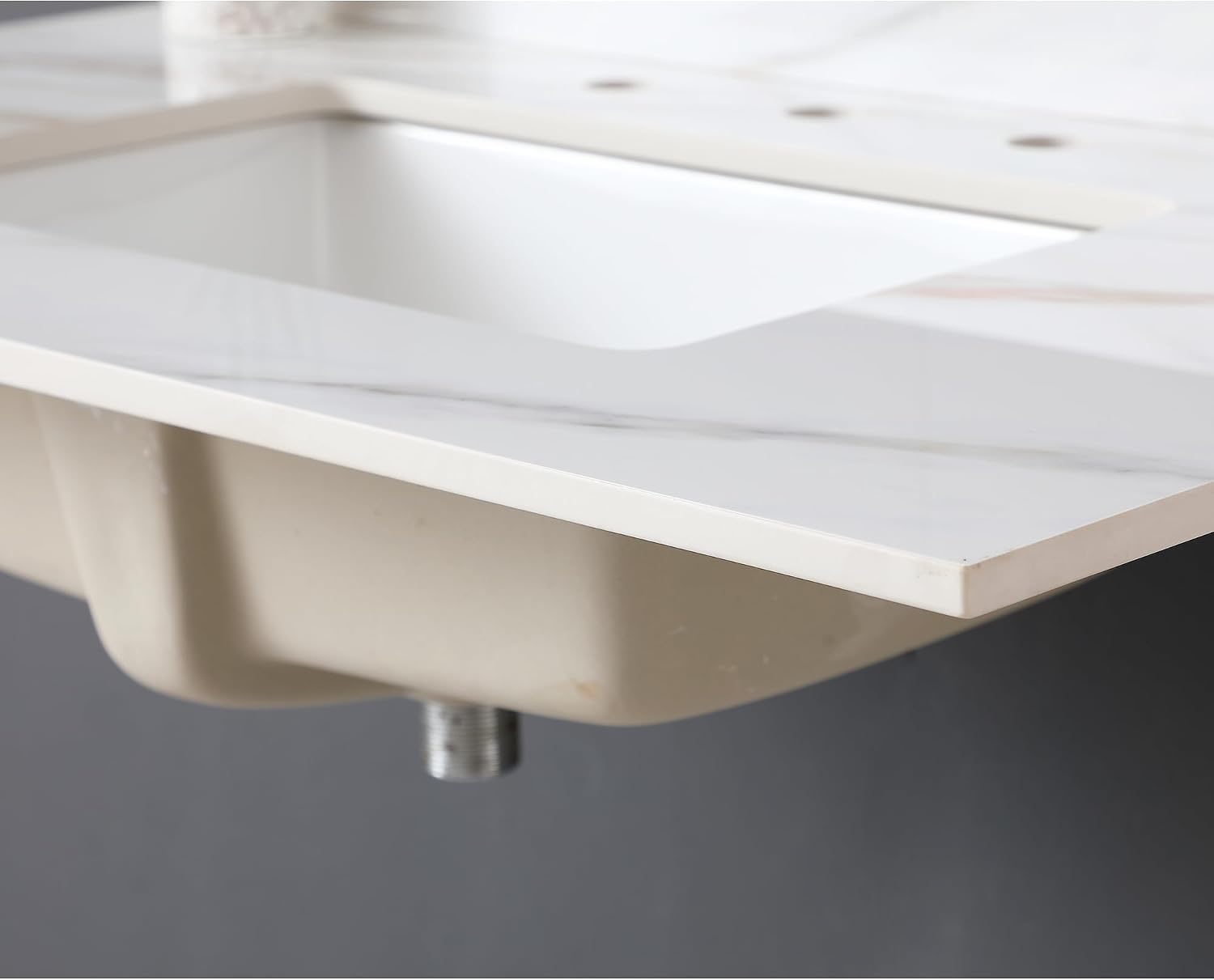 37' Bathroom Vanity Top with Ceramic Undermount Sink & Backsplash,Calacatta Gold Sintered Stone Counter Top, 3 Holes Vanity Sink Top