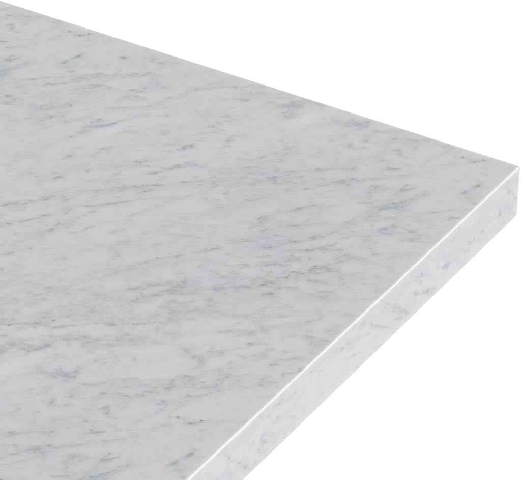 ARIEL Milan 48-inch Bathroom Vanity with Sink,Solid Wood, 1.5-inch Italian Carrara Marble Countertop, Single Rectangular Porcelain Sink, 2 Soft Closing Doors, 6 Dovetail Drawers, Warm White