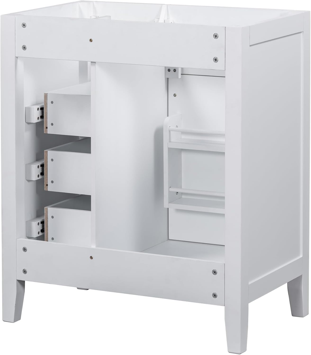 30 Inch Bathroom Vanity Without Sink, Base Only, Storage Cabinet with Doors and Drawers, White
