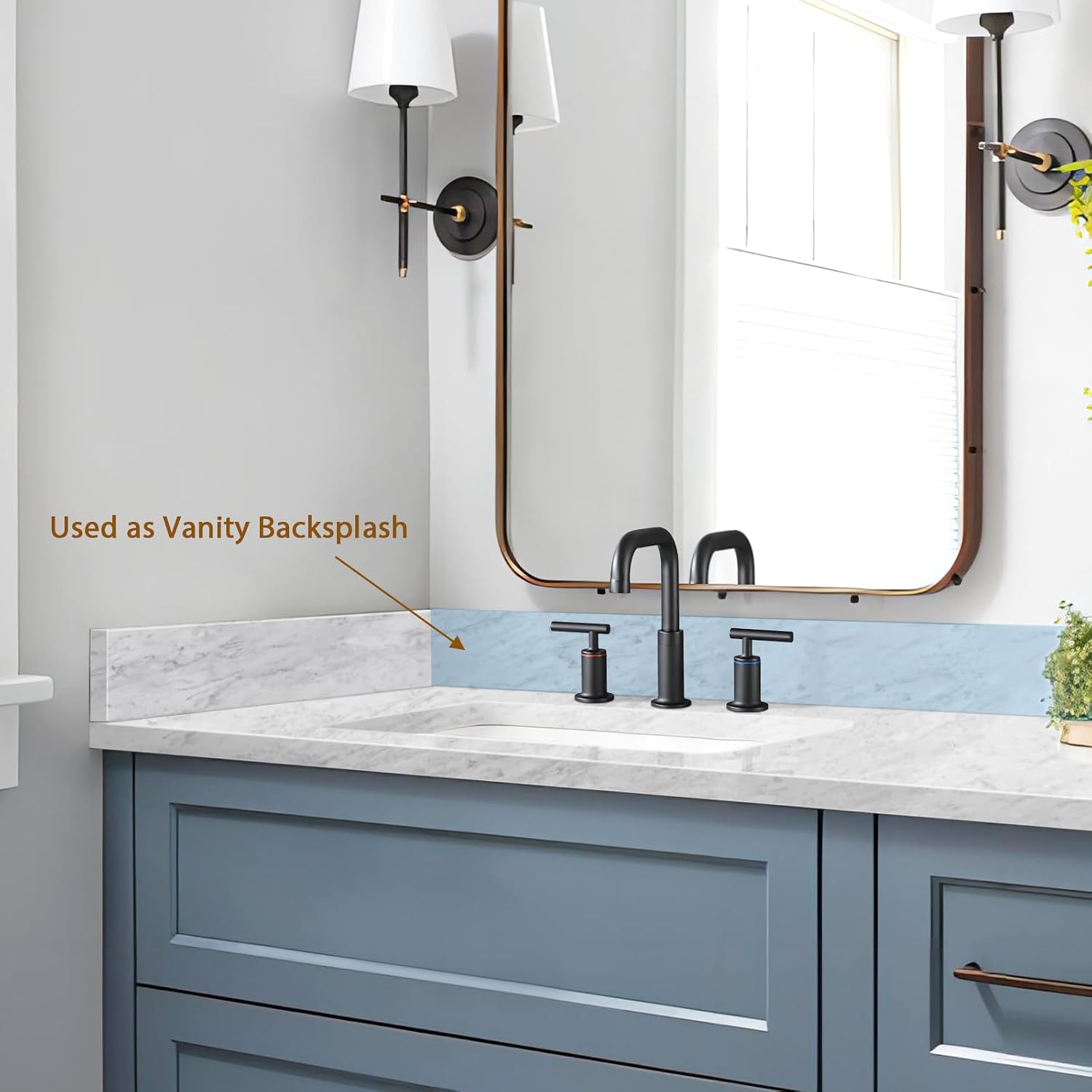 36 Inch Natural Marble Bidesplash for Bathroom Vanity Sink Top,Universal Bathroom Vanity Backsplashes,36 in. W x 4 in. H Backsplash in Carrara Marble