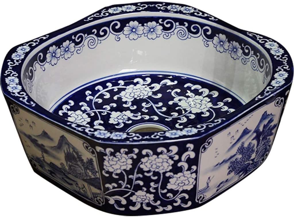 Vessel Sinks, Bathroom Vessel Sink Luxury Hotel Art Sink Vanity Sink Tops Corridor Unique Chinese Laundry Basin Traditional Bathroom Washbasin(A)