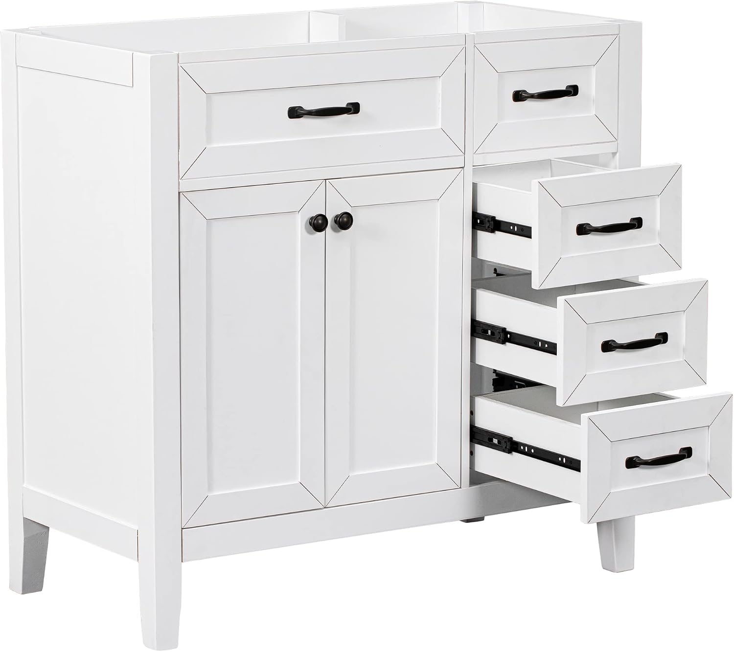 YOPTO 36' Bathroom Vanity Without Sink,Cabinet Base Only,Solid Wood Cabinets Basin Vessel Set with 3 Drawers,Water-Proof,Stain Proof,Ample Enclosed Storage Spaces,White