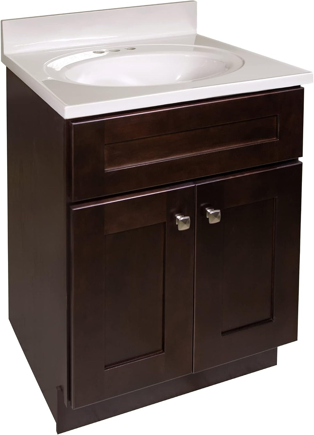 Design House Brookings 25 Inch Bathroom Vanity with Cultured Marble Vanity Top - Unassembled Bathroom Vanity with Sink, Espresso