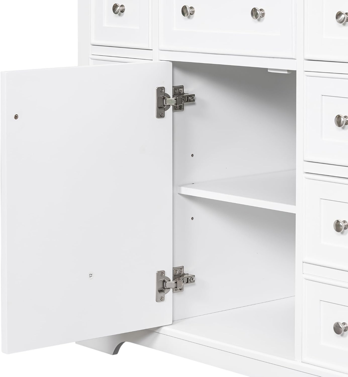YOPTO 36' Bathroom Vanity Without Sink,Cabinet Base Only,One Cabinets and Six Drawers,Solid Wood Set Frame w/Multi-Functional Drawer Divider,Water-Proof,Stain Proof,White