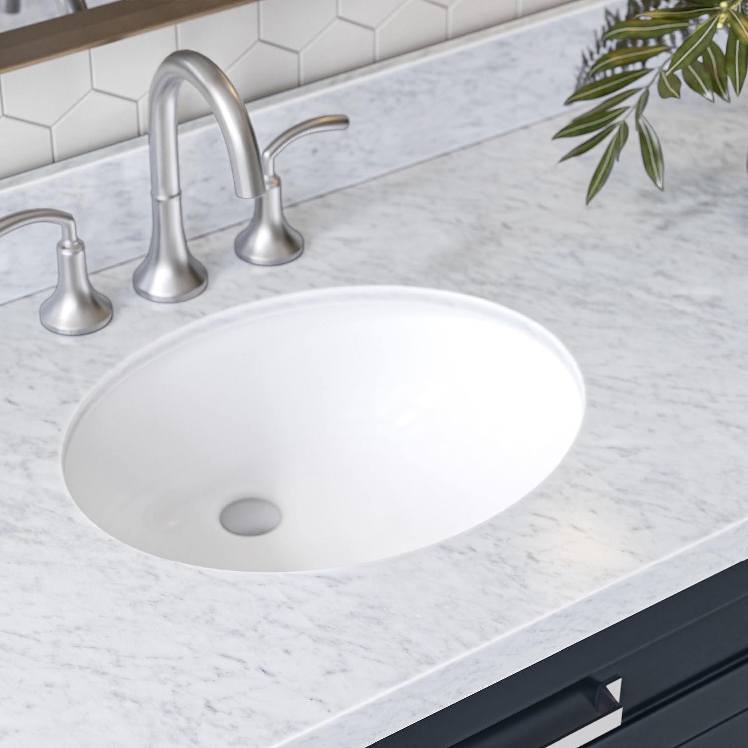 ARIEL Monroe 66-inch Bathroom Vanity with Sink,Solid Wood, 1.5-inch Italian Carrara Marble Countertop & Backsplash, Single Oval Porcelain Sink, 9 Dovetail Drawers, Midnight Blue