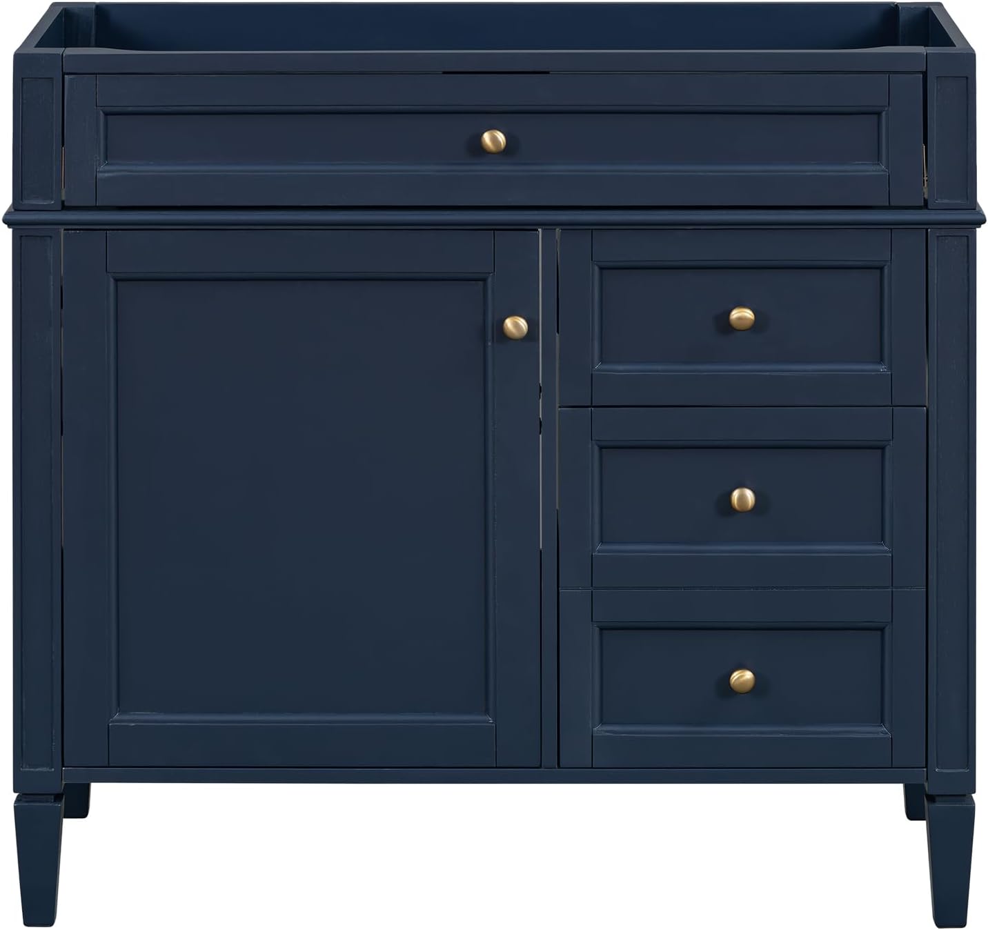 36'' Bathroom Vanity Without Top Sink, Modern Bathroom Storage Cabinet with 2 Drawers and a Tip-Out Drawer, Only Cabinet, Blue