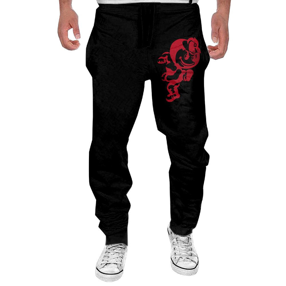 QQQDDD Men's Ohio State Buckeyes Mascot Logo Fleece Pants Black Geek