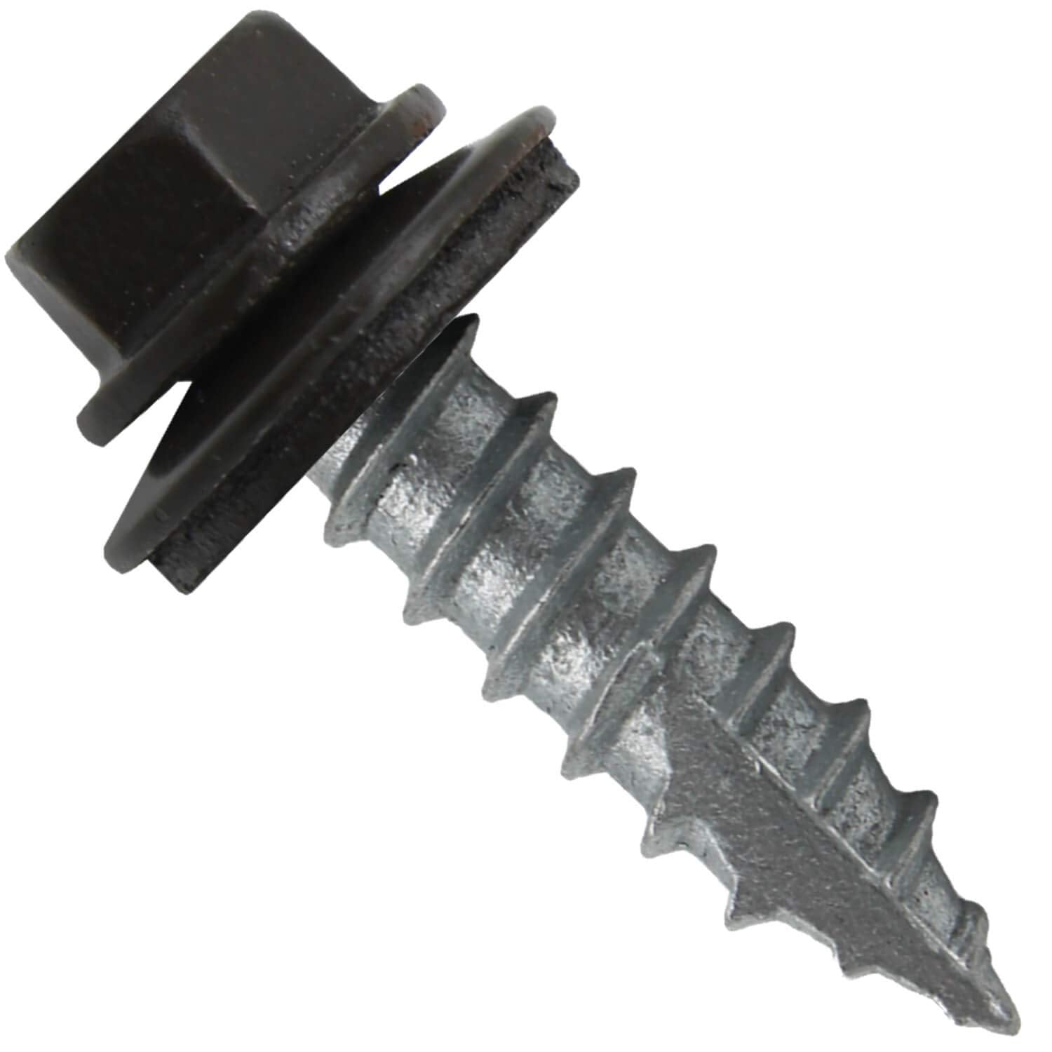 14 x 1 Dark Bronze Metal Roofing Screws - Hex Washer Head- Self-Starting/Tapping - EPDM Washer. 8 X 250 Bags - 2,000 Screws