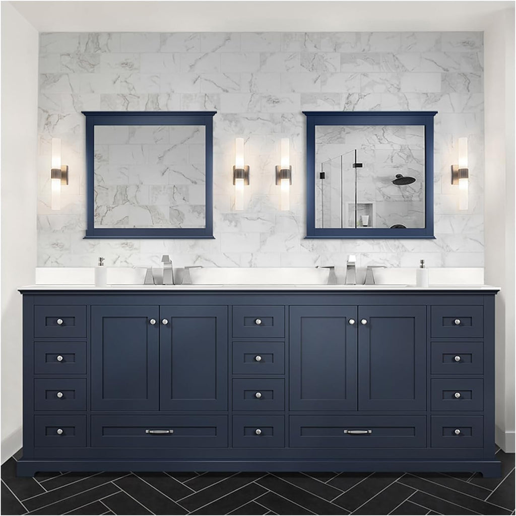 Dukes 84 in. W x 22 in. D Navy Blue Double Bath Vanity and Cultured Marble Top