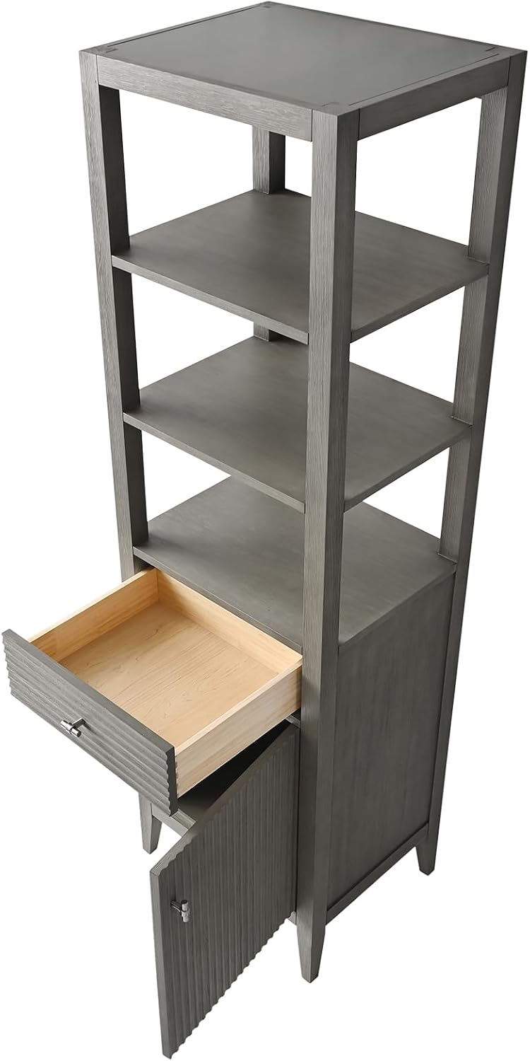 Vanity Art Vanity with Storage Cabinet & Shelves, Free-Standing Vanity with Soft-Closing Doors, Driftwood Gray, Golden Brushed Handware VA91-LC-DG-GB