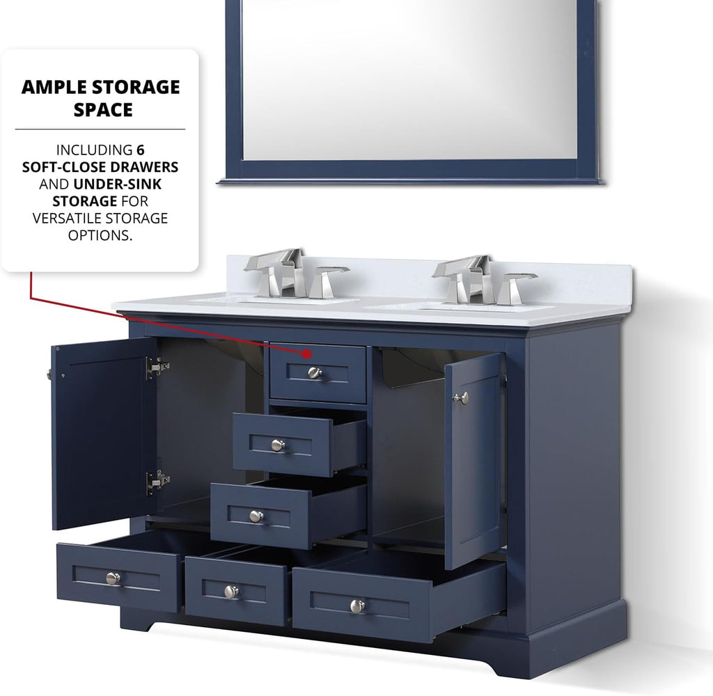 Dukes 48 in. W x 22 in. D Navy Blue Double Bath Vanity and Cultured Marble Top