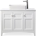 42' Triadsville White Vanity with White QuartzTop, Vessel Style Bathroom Sink, Soft-Closing Doors, Full Extension Drawer, Brushed Nickel Hardware