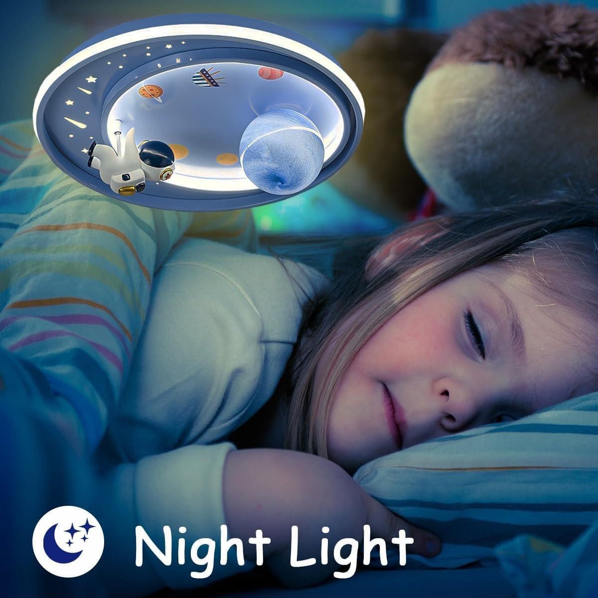 LED Ceiling Light Dimmable with Remote Control Cartoon Unicorn Modern Round Ceiling Light 62W for Boys, Girls Bedroom and Living Room Baby Room