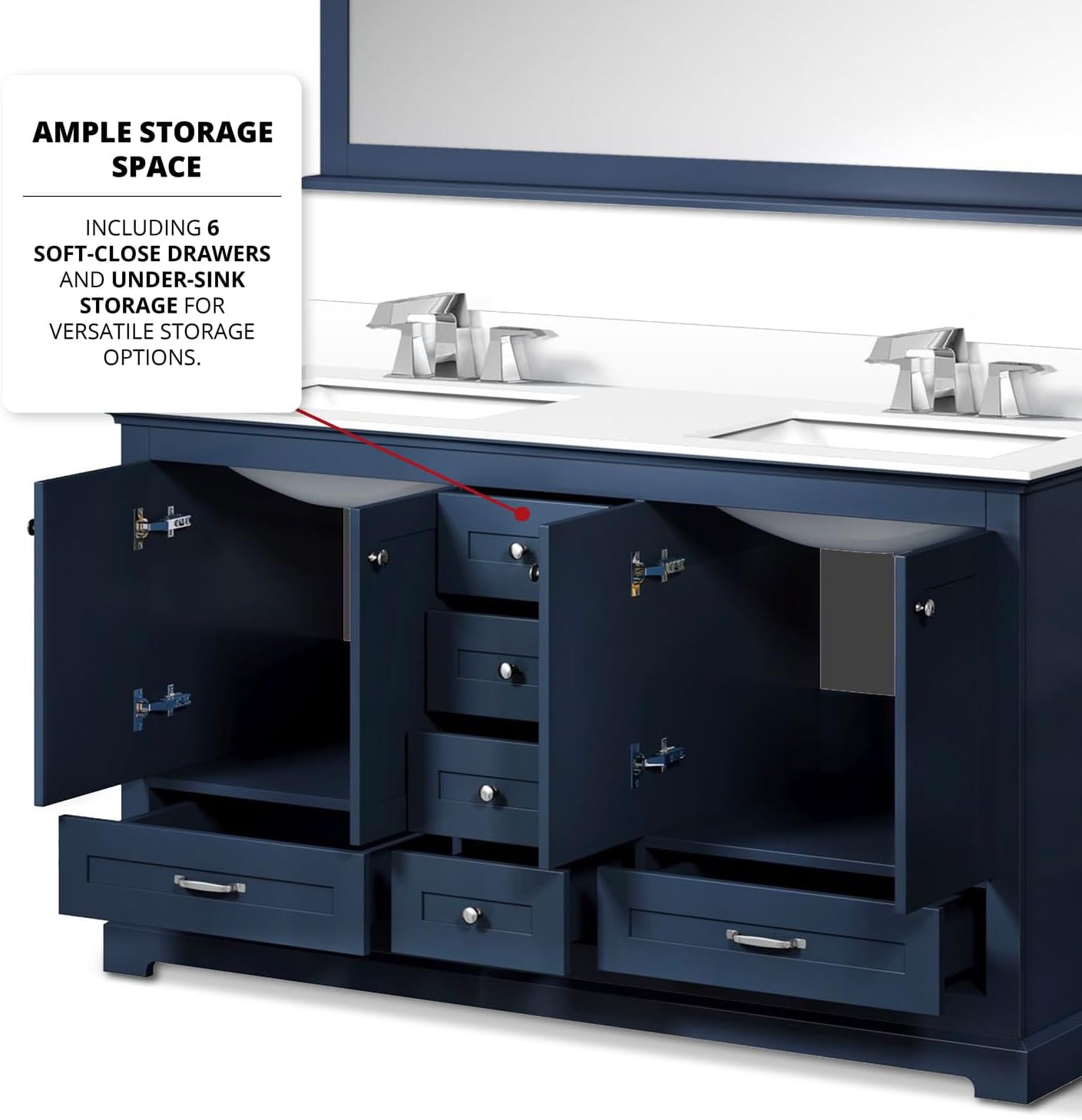 Dukes 60 in. W x 22 in. D Navy Blue Double Bath Vanity and Cultured Marble Top