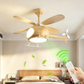 Children's Bedroom Ceiling Fan With Lights,Dimmable Kids Room Cartoon Ceiling Fan Lamp,Helicopter Model Wood Grain Airplane Pendant Light Decoration Fixtures,Remote Control Speed,Hydrographic Printing