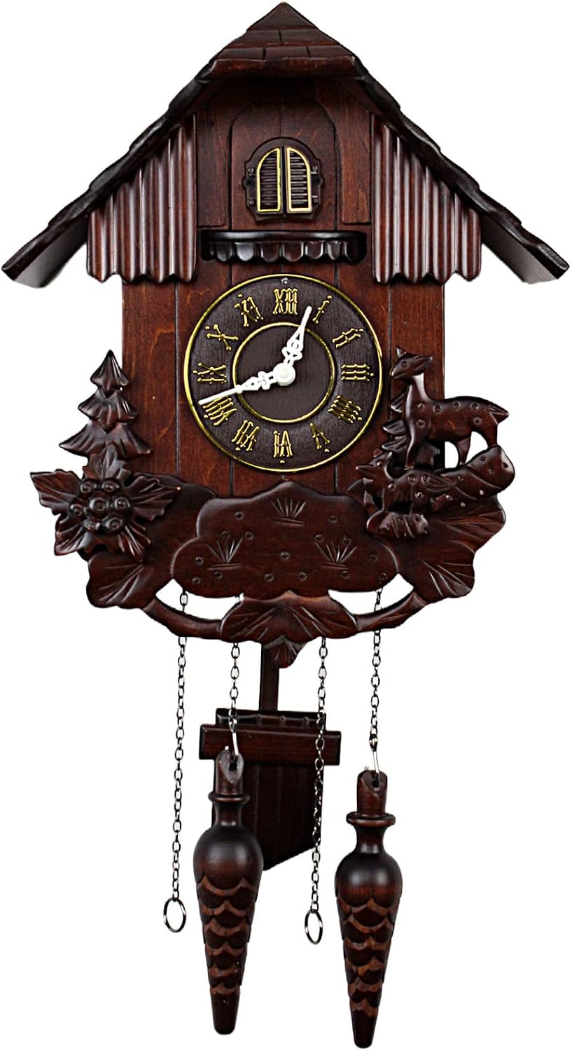 Cuckoo Clocks,Wall Clock,Cuckoo Clocks for Wall,Solid Wood Cuckoo Clock Vintage Singing Bird,Home Decor and Swinging Pendulum Cuckoo Clock Hand Carved