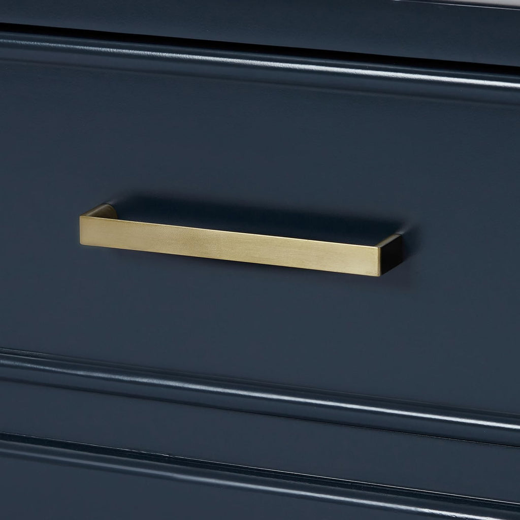 ARIEL Stafford 36-inch Bathroom Vanity with Sink,Solid Wood, 1.5-inch Carrara White Quartz Countertop, Single Oval Porcelain Sink, 2 Soft Closing Doors, 5 Dovetail Drawers, Midnight Blue