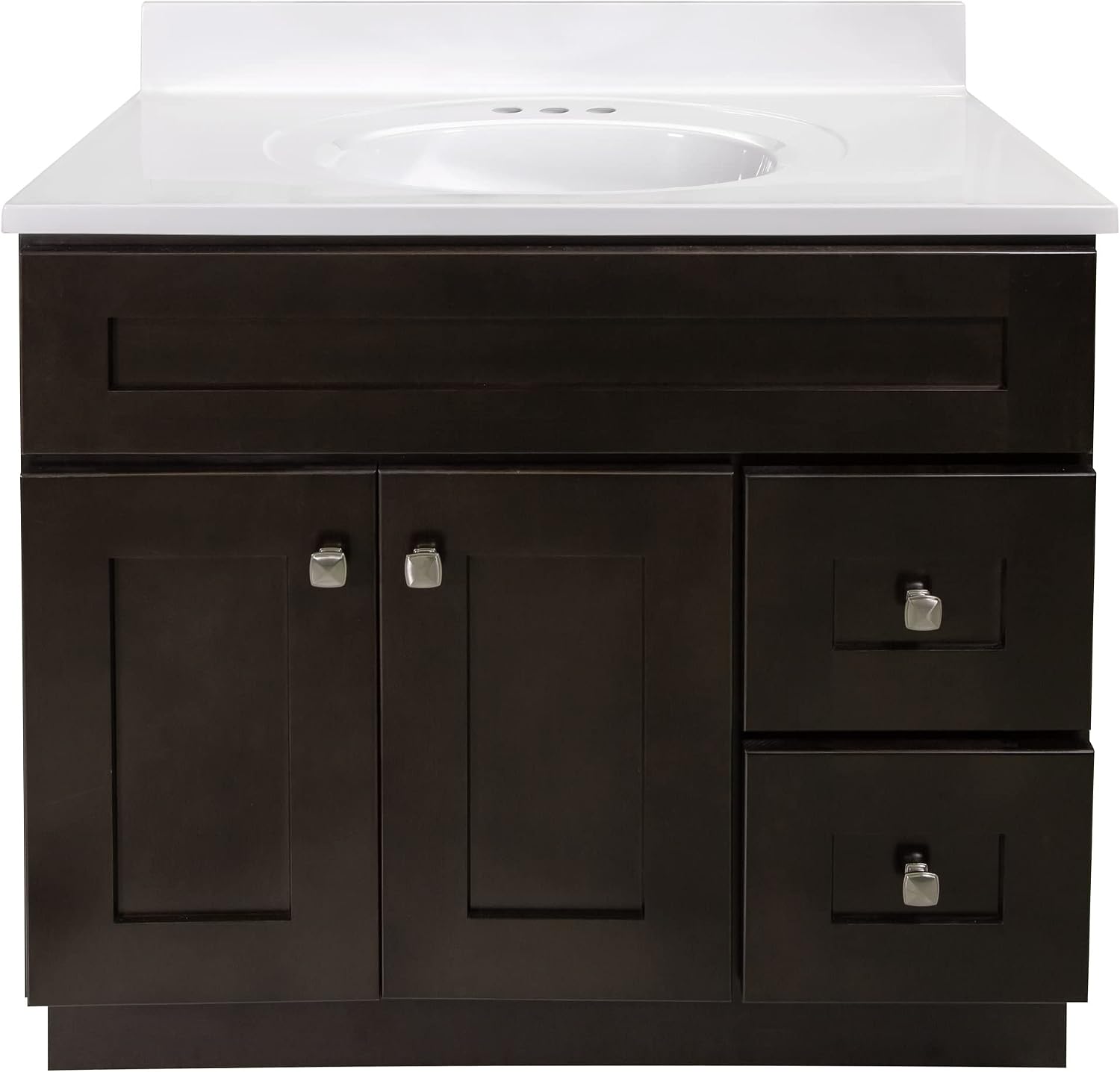 Design House Brookings 37 Inch Bathroom Vanity with Top, Ready to Assemble, Brown, 585836