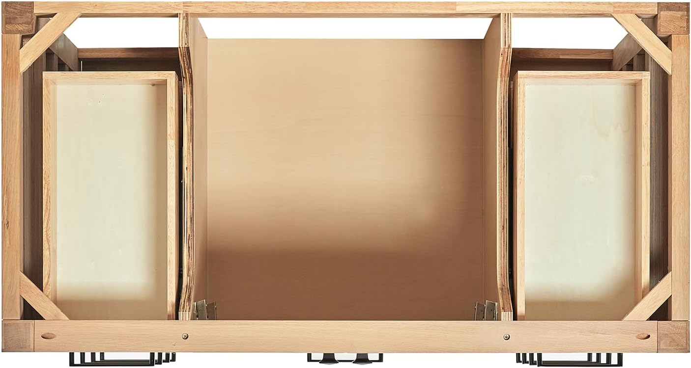 ARIEL Cambridge 42-inch Bathroom Vanity with Sink,Solid Wood, 1.5-inch Carbon Black Quartz Countertop, Single Rectangular Porcelain Sink, Soft Closing Doors, Dovetail Drawers, Oak