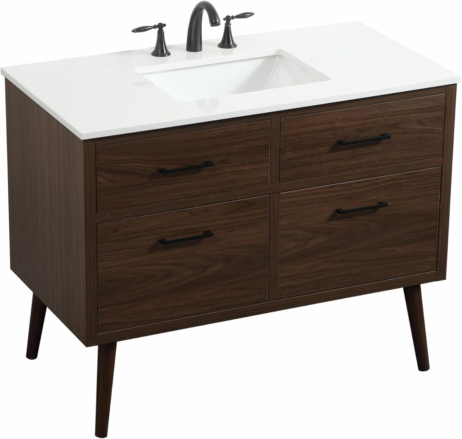 42' Bathroom Vanity, Engineered Wood (MDF/Laminate), Brown/Dark Wood