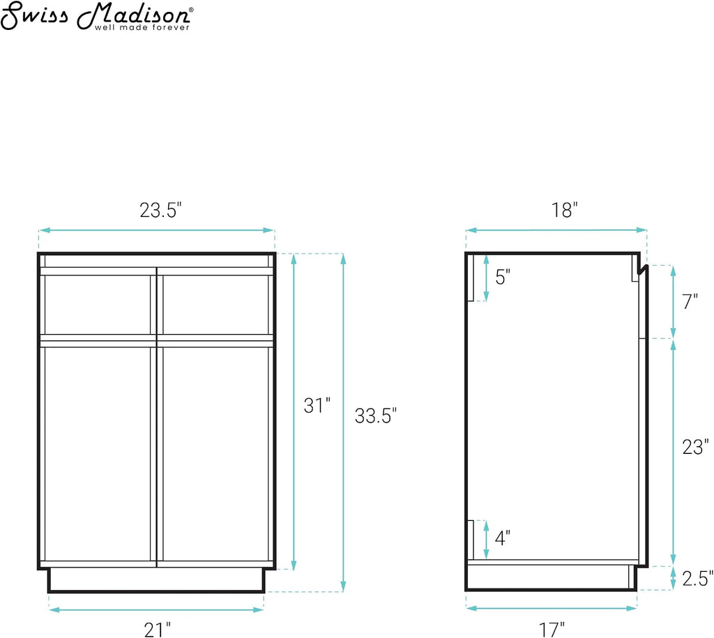 St. Tropez 24' Freestanding Bathroom Vanity Cabinet Without Top in Green Oak