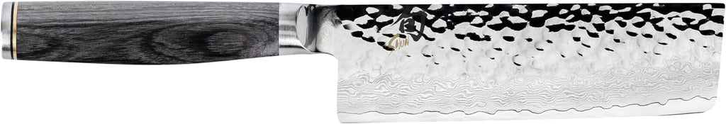 Shun Premier Grey 5.5' Nakiri Knife, Handcrafted Japanese Vegetable Knife, VG-MAX Core with Damascus Stainless Steel Cladding, Pakkawood Handle, for Professional and Home Chefs