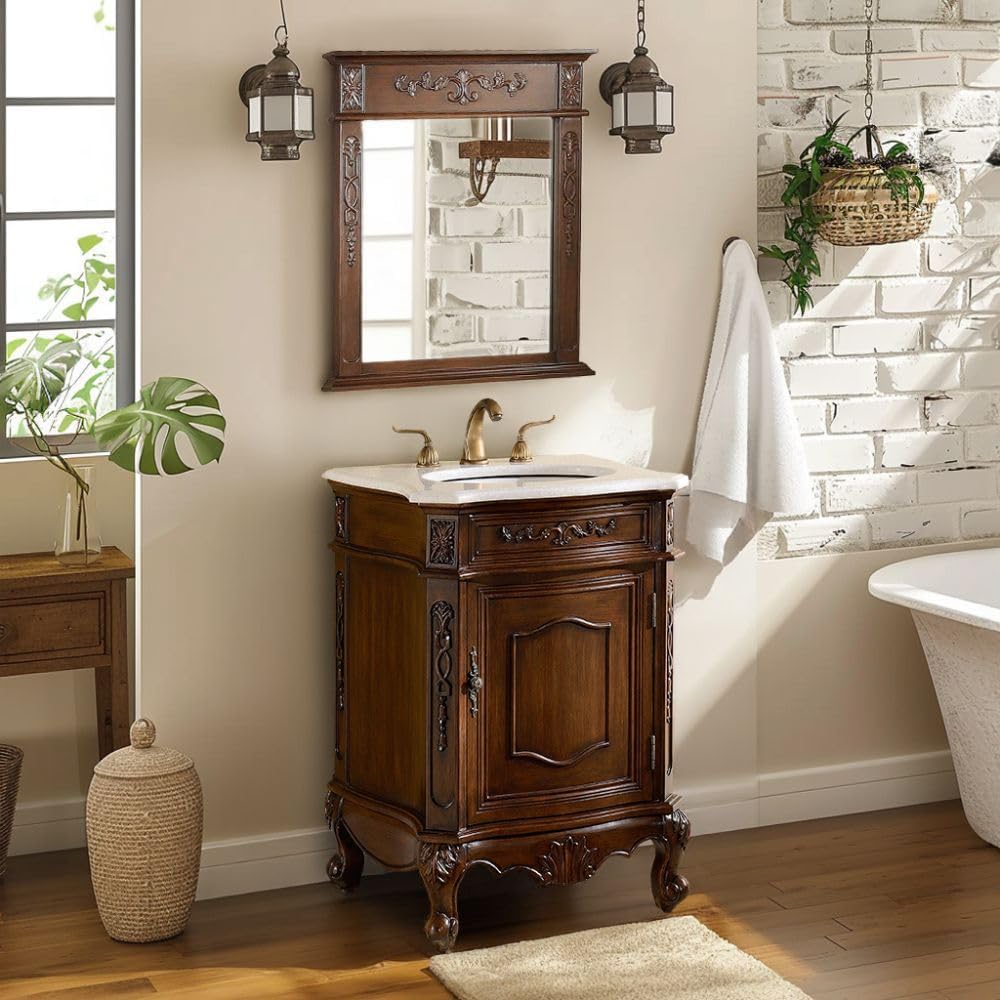 Tennant Brand 24' Classic Petite Powder Room Single Sink Bathroom Vanity (White top)