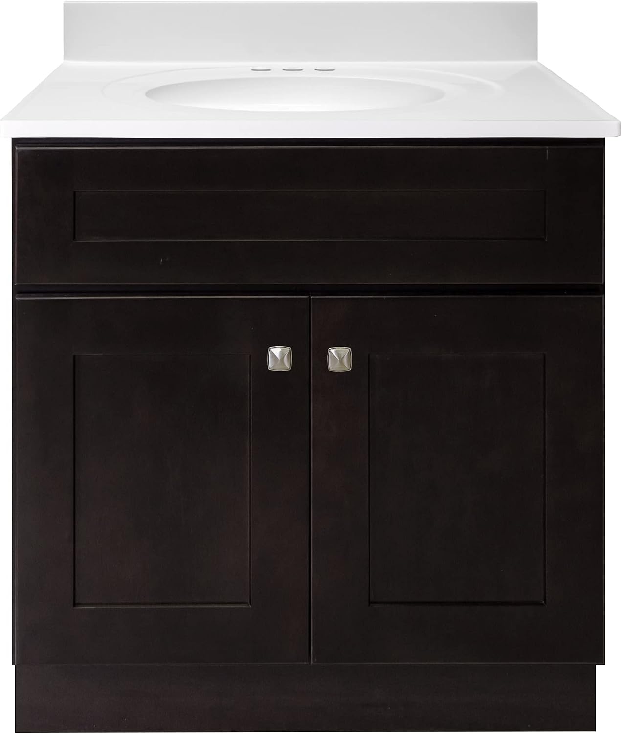 Design House Brookings 31 Inch Bathroom Vanity with Top, Ready to Assemble, Brown, 585273