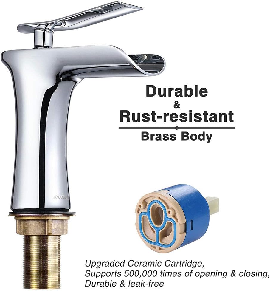 Aquaterior Porcelain Bathroom Vessel Sink 18'x12' with Chorme Single Handle Faucet Pop-up Drain Combo Rectangle Above Counter Vanity Basin Minimalist Modern