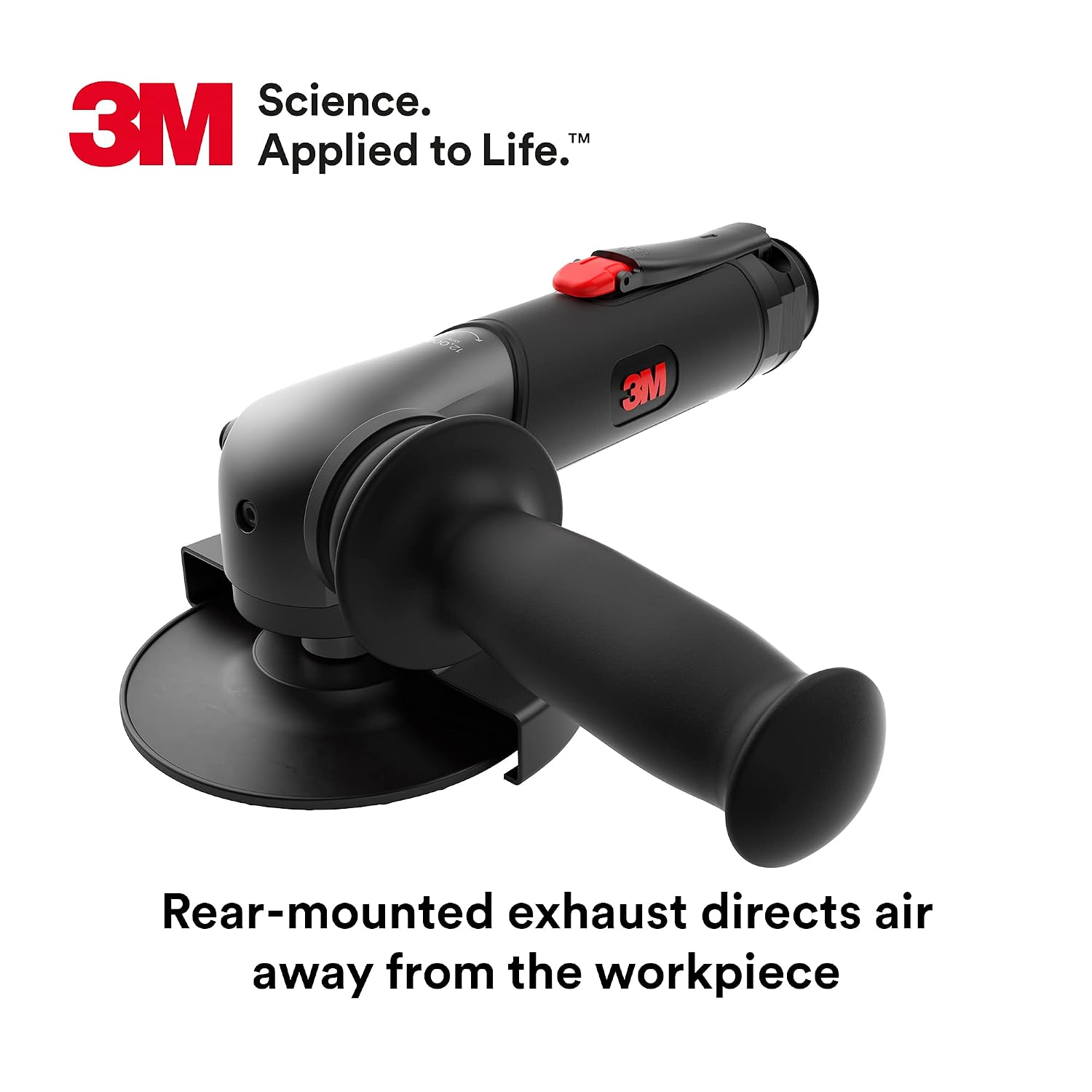 3M Pneumatic Grinder, 88566, 1.5 HP, 4-1/2' - 5' Discs, 12K RPM, Adjustable Guard, Ergonomic Design, Vibration-Reducing Side Handle, Spindle Lock, Wheel Autobalancer, Rear Mounted Exhaust