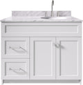 ARIEL Hamlet 43 in. Right Offset Oval Sink Vanity with 0.75 in. Carrara White Countertop in White