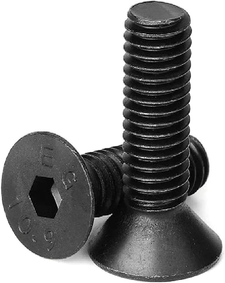 Long Socket Screws 10Pcs Flat Bolt Standard Black Alloy Steel Hexagon Socket Countersunk Head Screw, 10pcs, (3-16) - 24x1((3-4) - 10x2)